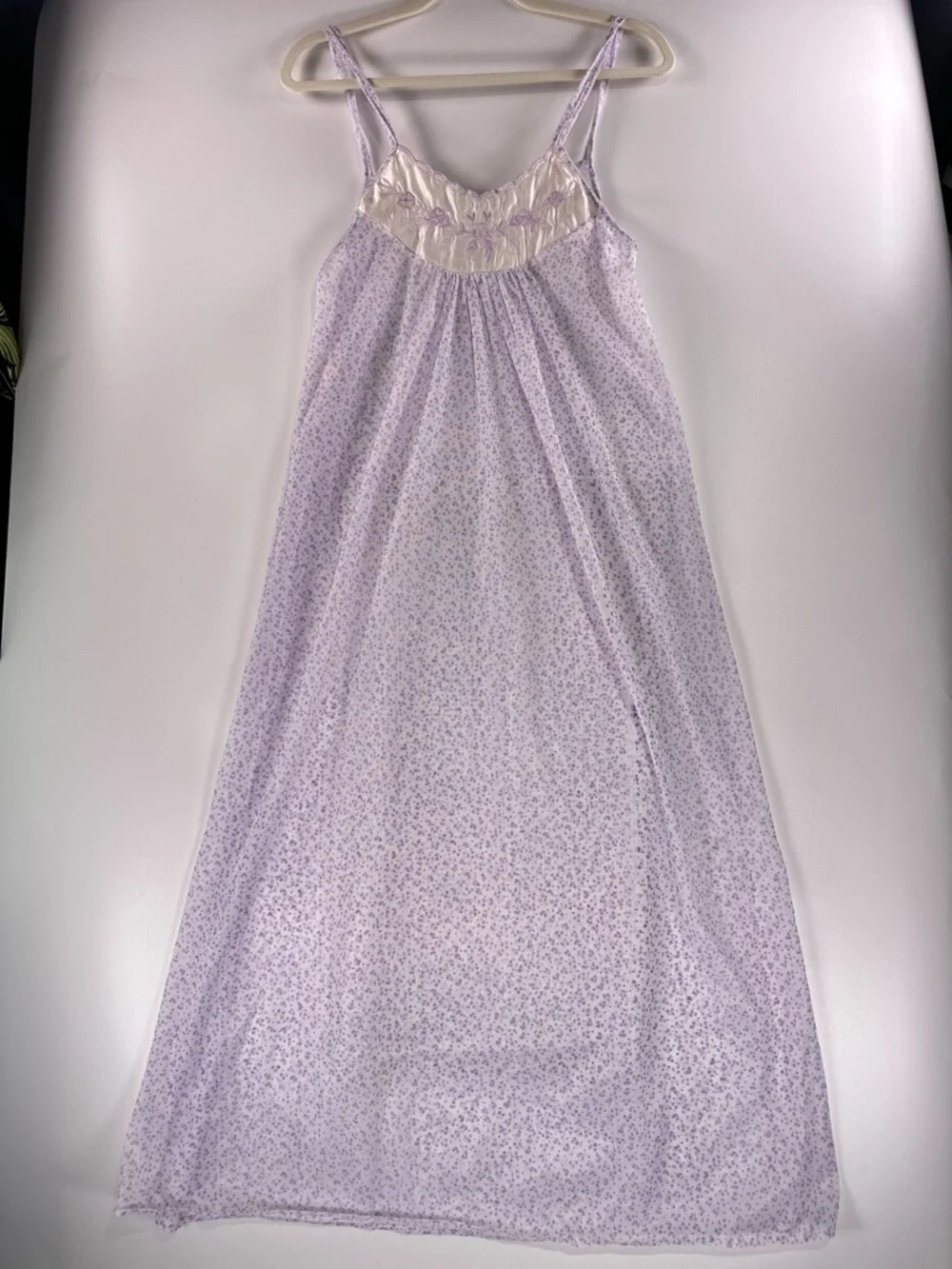 Cancan Vintage Coquette Purple Floral Sheer Embroidered Slip Small
